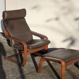 Ikea Vintage "Poang" Leather Relaxation Lounge Chair Brown