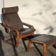 Ikea Vintage "Poang" Leather Relaxation Lounge Chair Brown