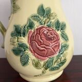 Luneville slip pitcher, Rose decor