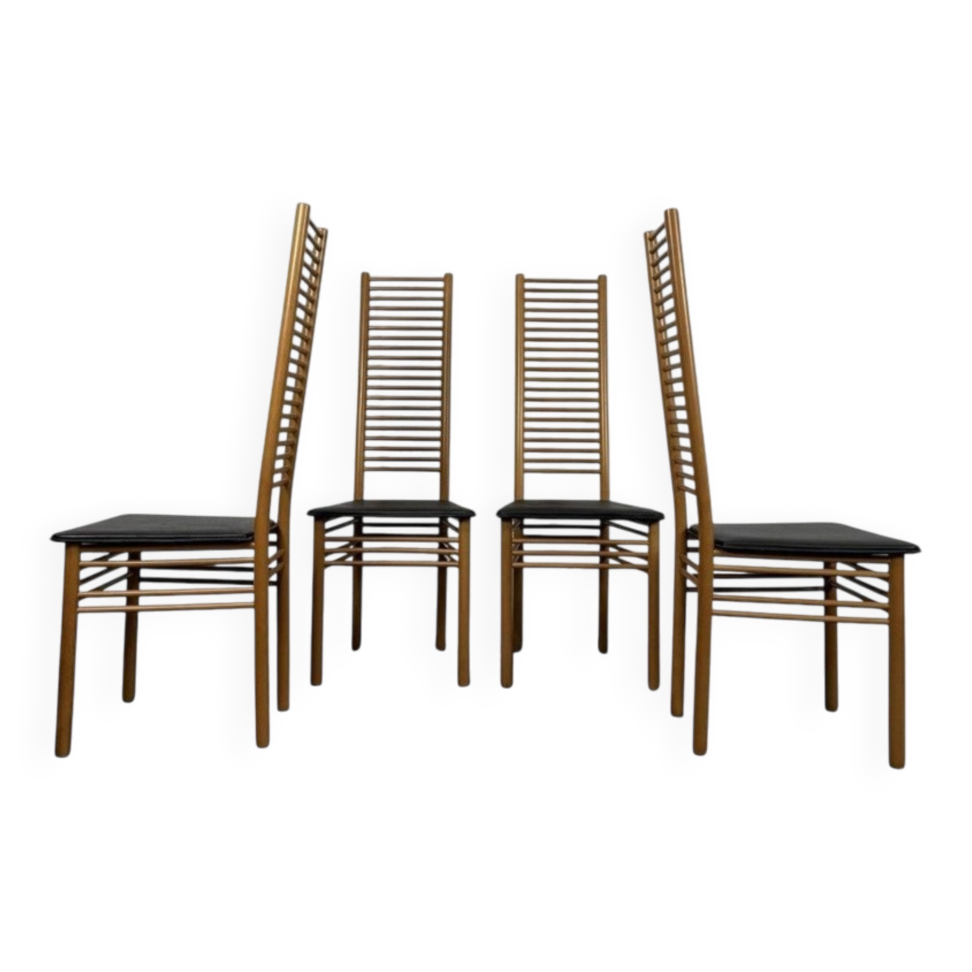 Ladder Back Dining Chairs, Italy, 1980, Set of 4