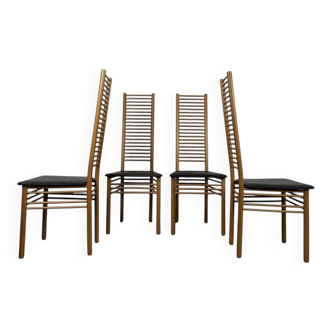 Ladder Back Dining Chairs, Italy, 1980, Set of 4