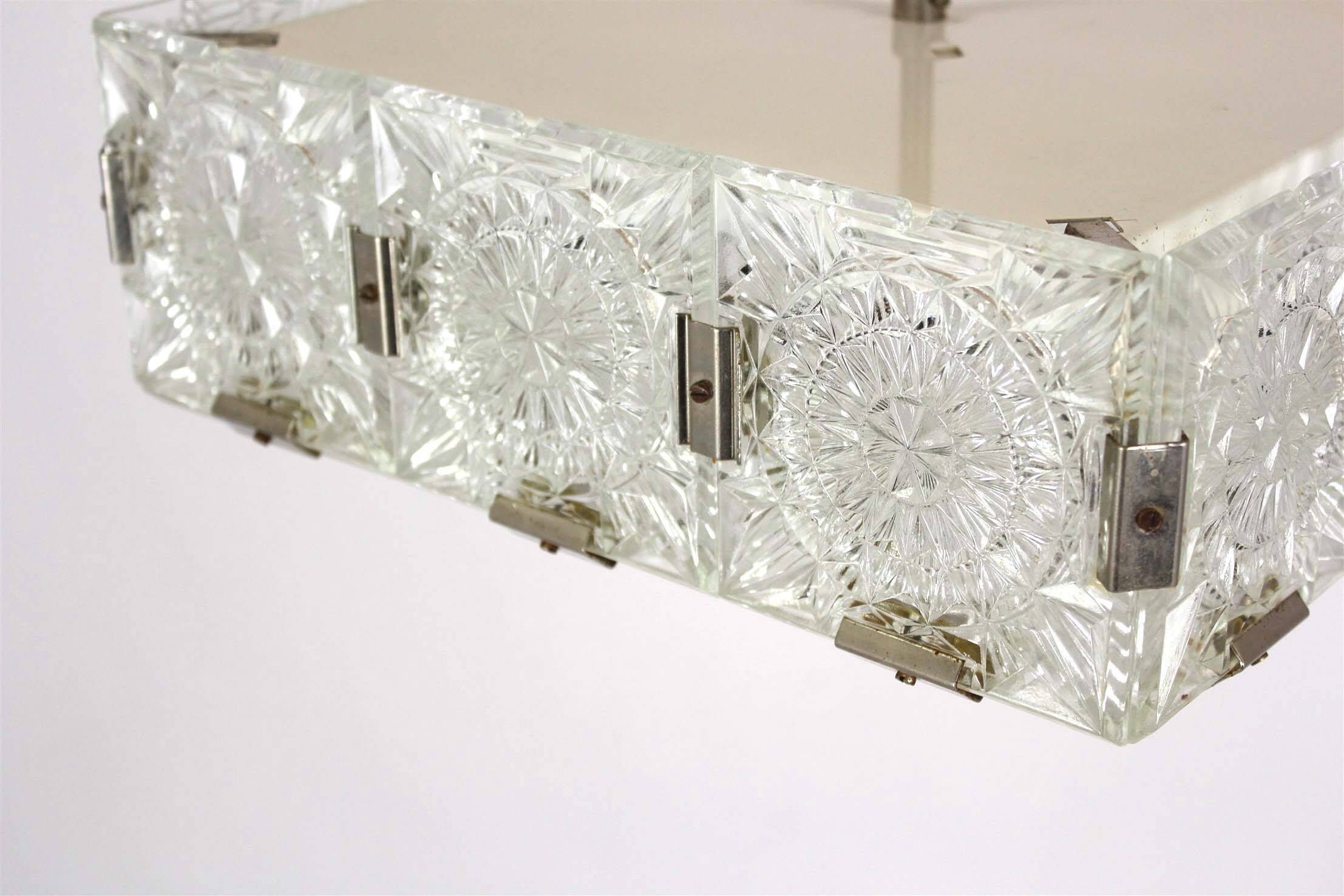 Vintage Sculptural Glass Pendant Lamp by Kamenický Šenov, 1970s