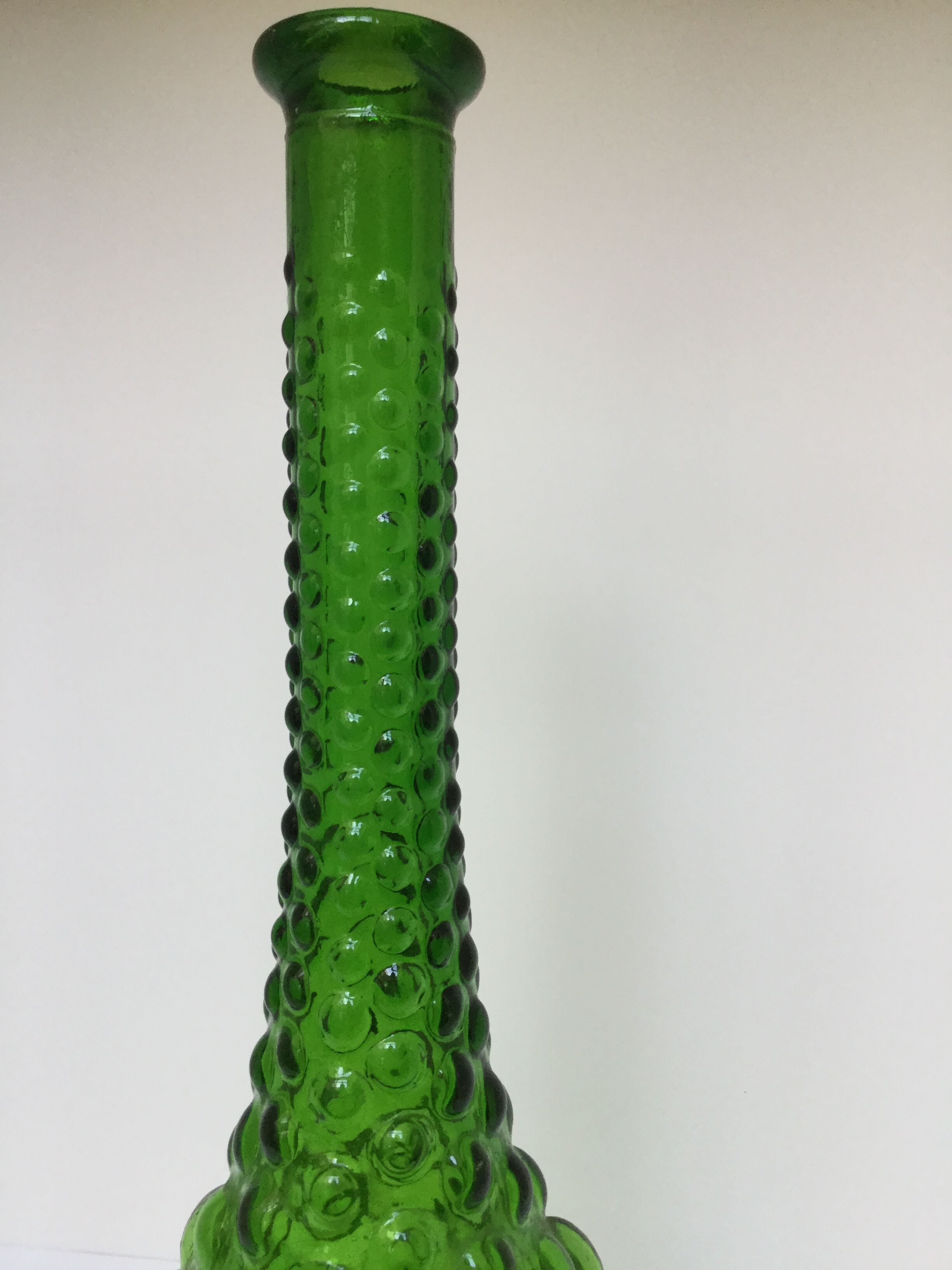 Glassware or green Italian bottle with big bubble 1950