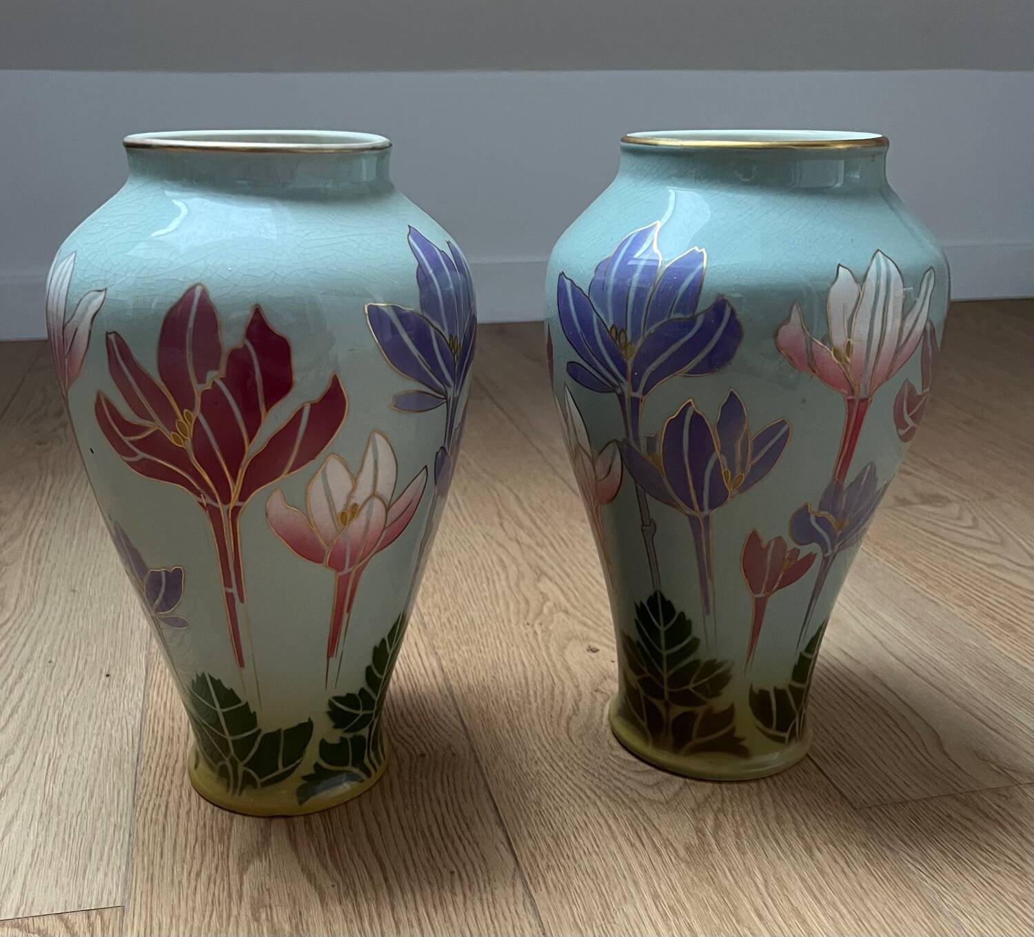 Set of 2 Art Nouveau Boch BFK vases