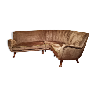 Very rare Teddy sofa from angle Berga Mobler khaki green velvet
