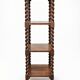 Antique Twisted Walnut Shelf on Wheels, 1890s