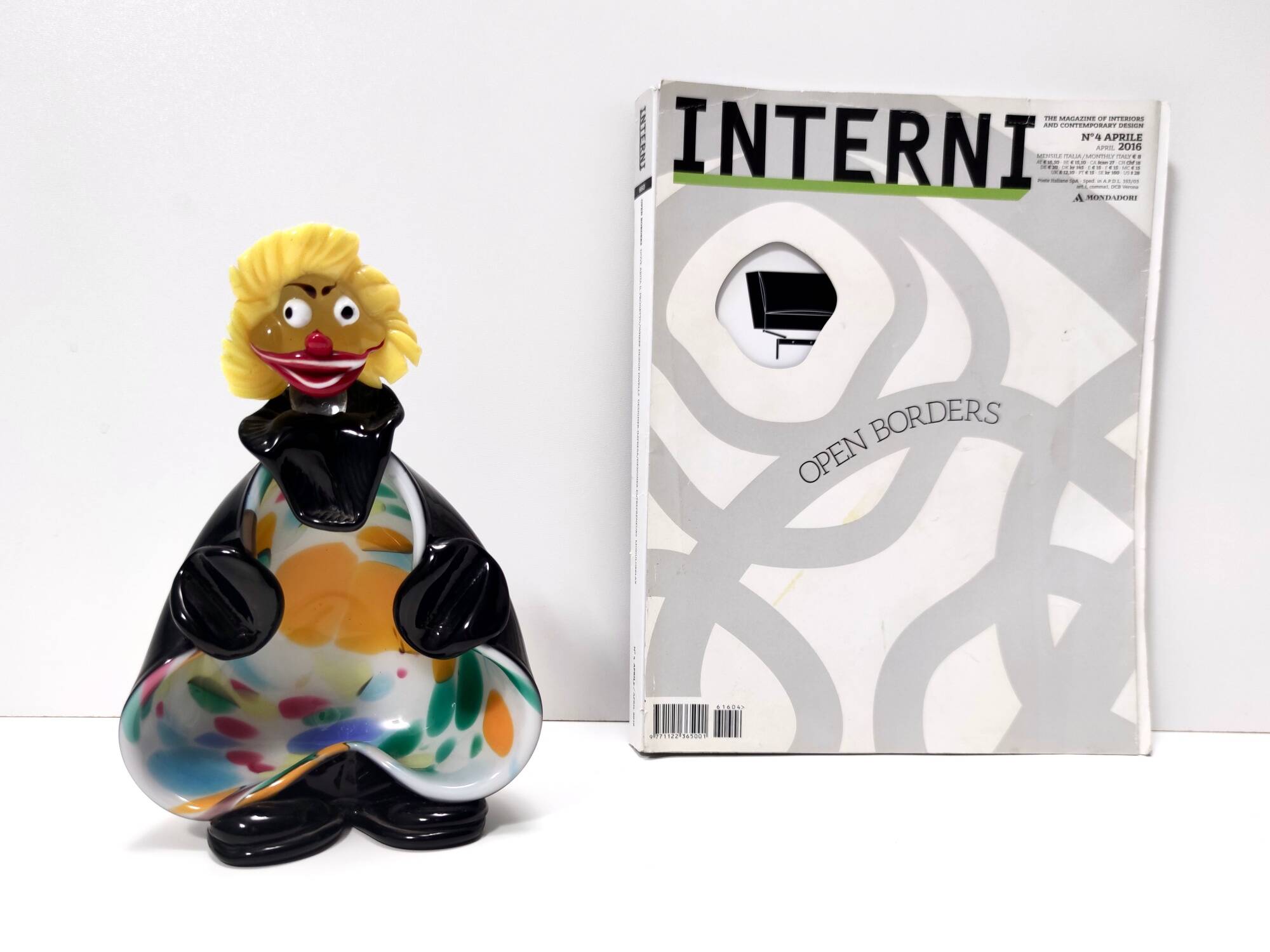 Black and Multicolored Murano Glass Clown Trinket Bowl / Ashtray, Italy