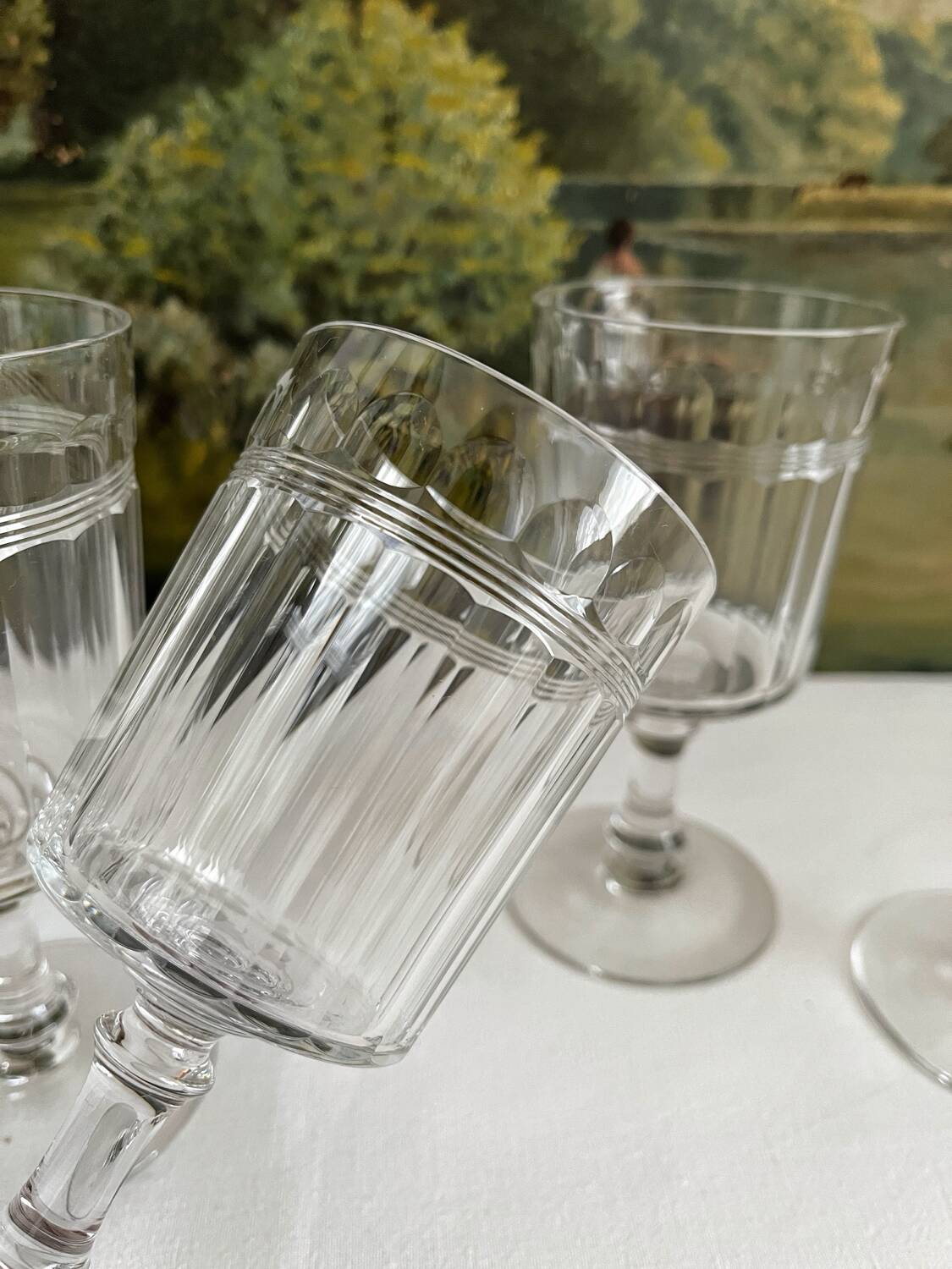 4 Baccarat cut crystal water/wine glasses, Chicago model