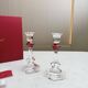 Baccarat Harcourt Candlesticks, Red Knob – Pair, 22 cm