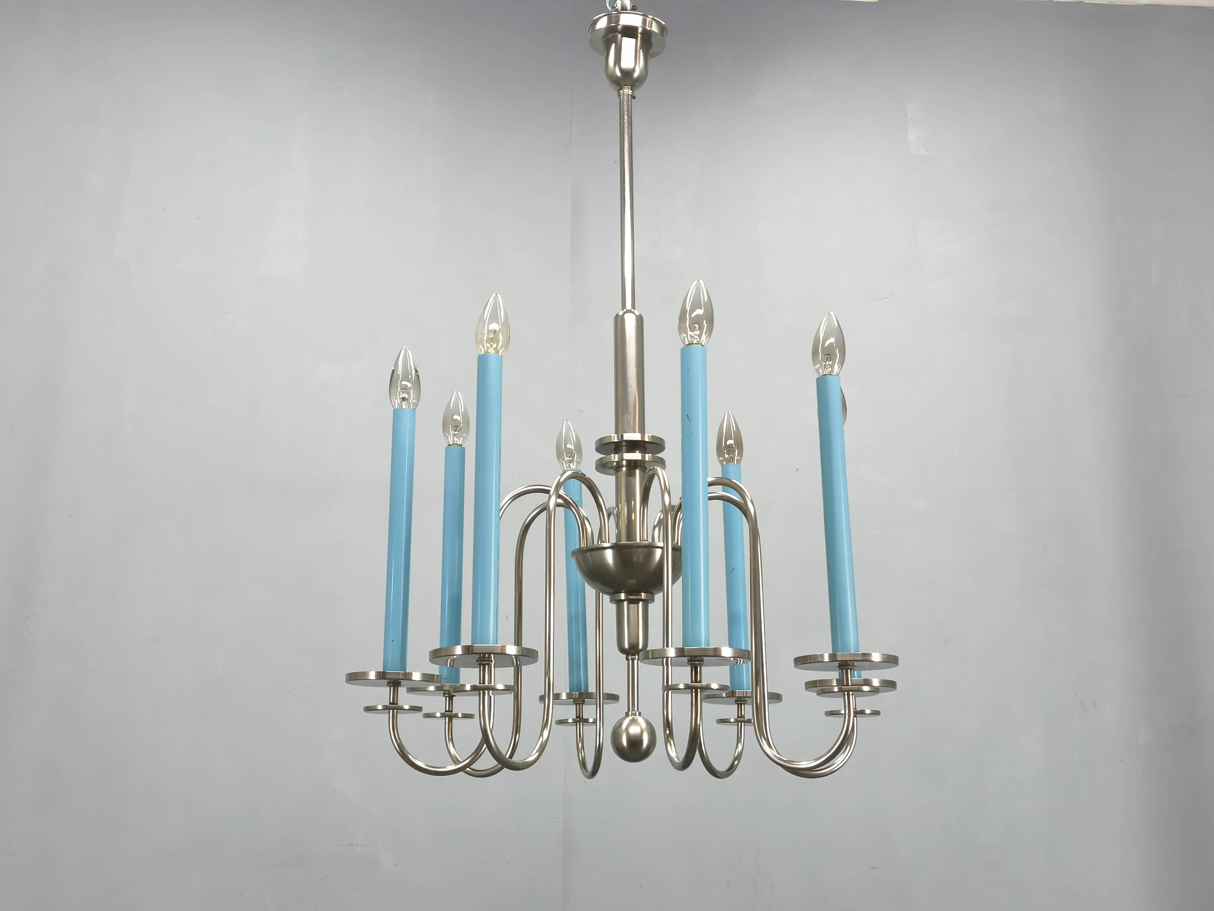 Art Deco Chandelier with Matching Sconces, Czechoslovakia 1930s