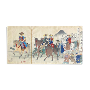 Samurai on horseback returning from hunting by Toyohara Chikanobu (1838-1912) Japan 1897