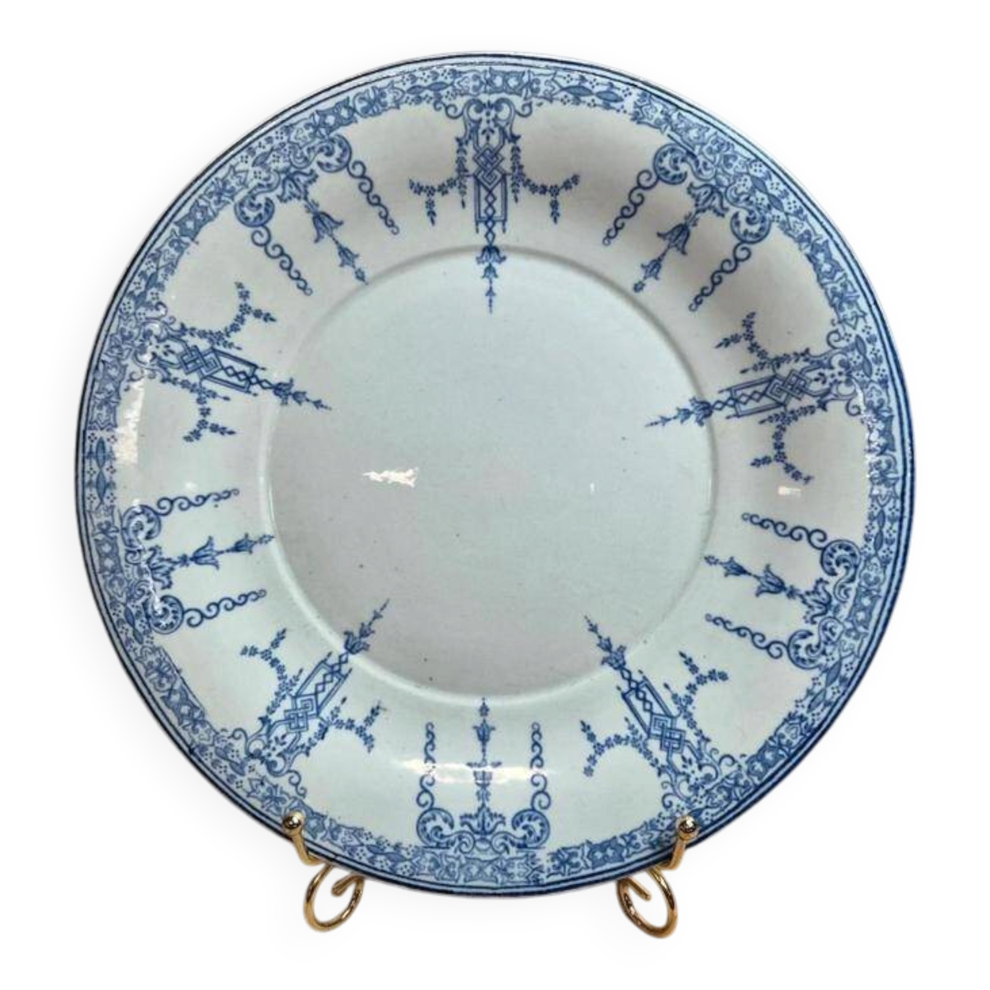 Old flat plate Gien 1860-1871 – blue earthenware decoration – 19th century