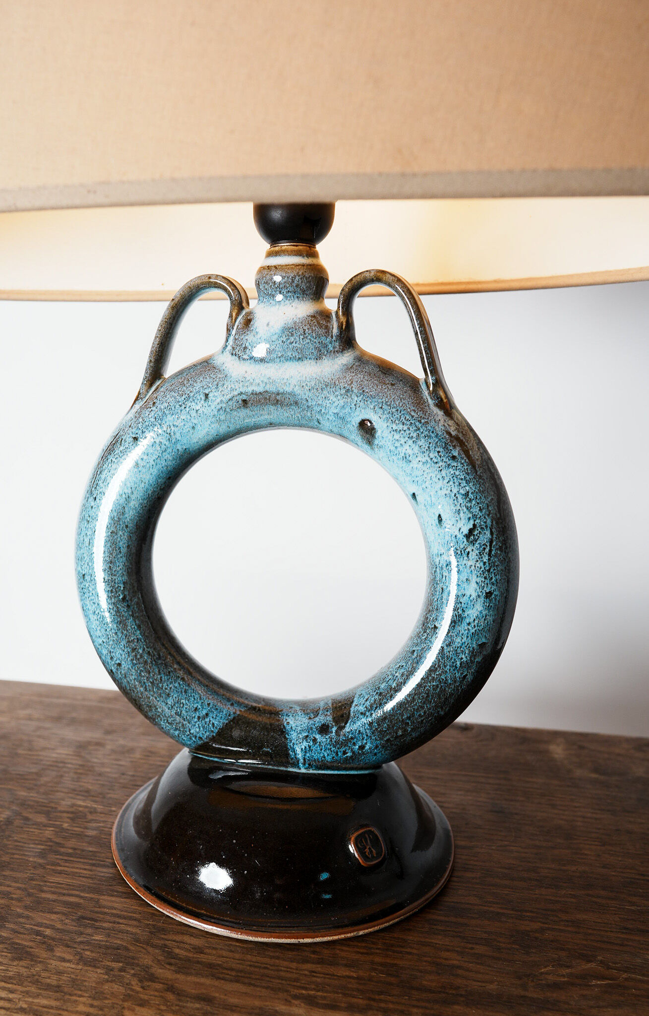 Porcelain lamp with its appearance in the shape of a round