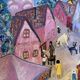 Huile sur toile « le marché au village »