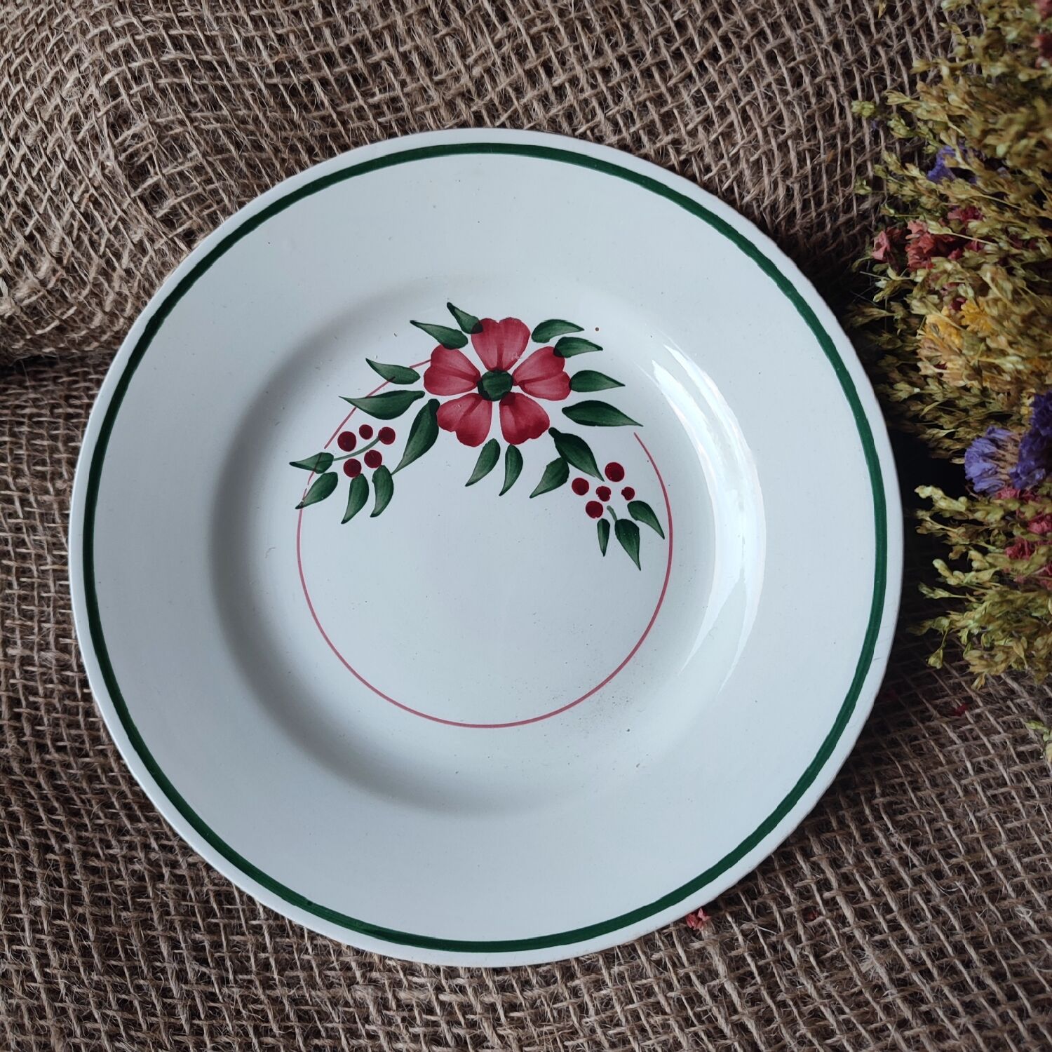 Ensemble de 6 Anciennes Assiettes à dessert  HBCM, modèle Simone