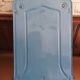 Old door kitchen utensils blue enamelled sheet metal