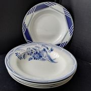 Set of 5 mismatched hollow plates Digoin Sarreguemines and Saint Amand
