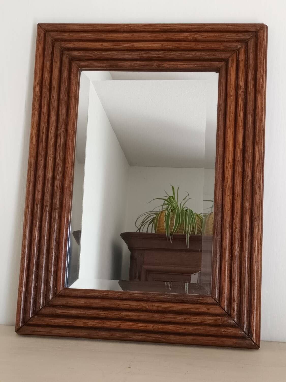 Vintage Bamboo Beveled Mirror