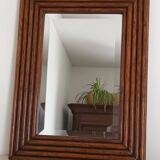 Miroir biseauté en bambou vintage