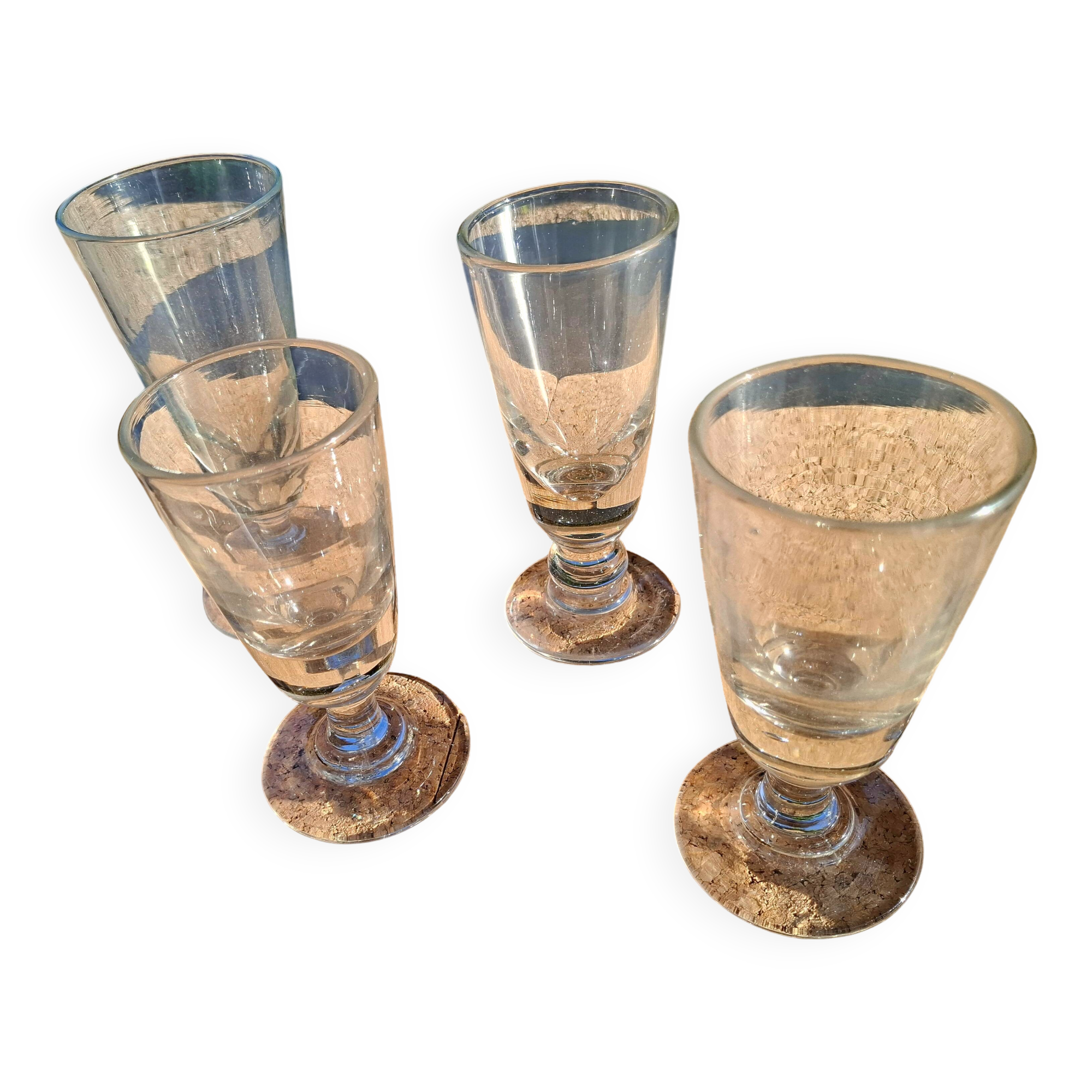 II. 4 19th century glasses (absinthe) of different heights