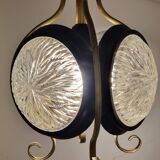 1960s glass brass pendant, frivolous lantern lamp