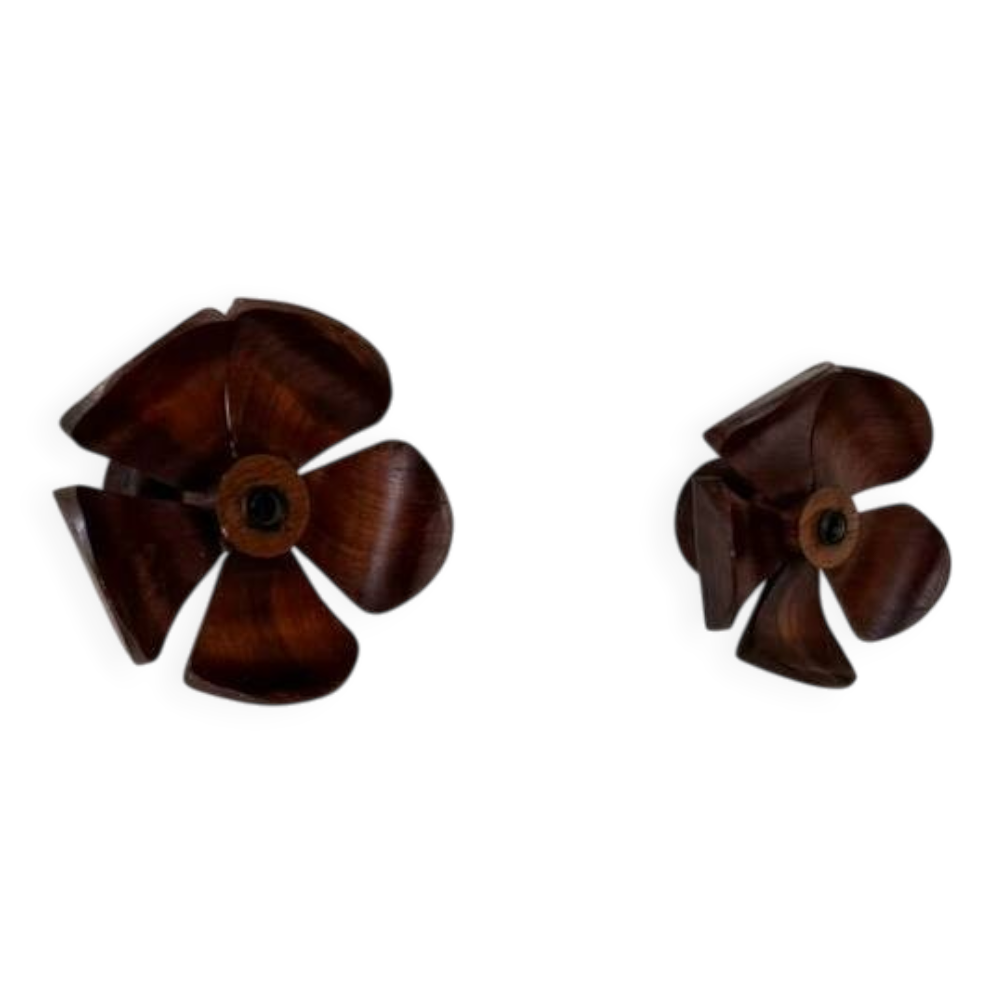 Vintage wall sconces, carved wood with floral pattern, France, 1960.