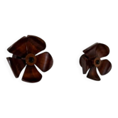 Vintage wall sconces, carved wood with floral pattern, France, 1960.