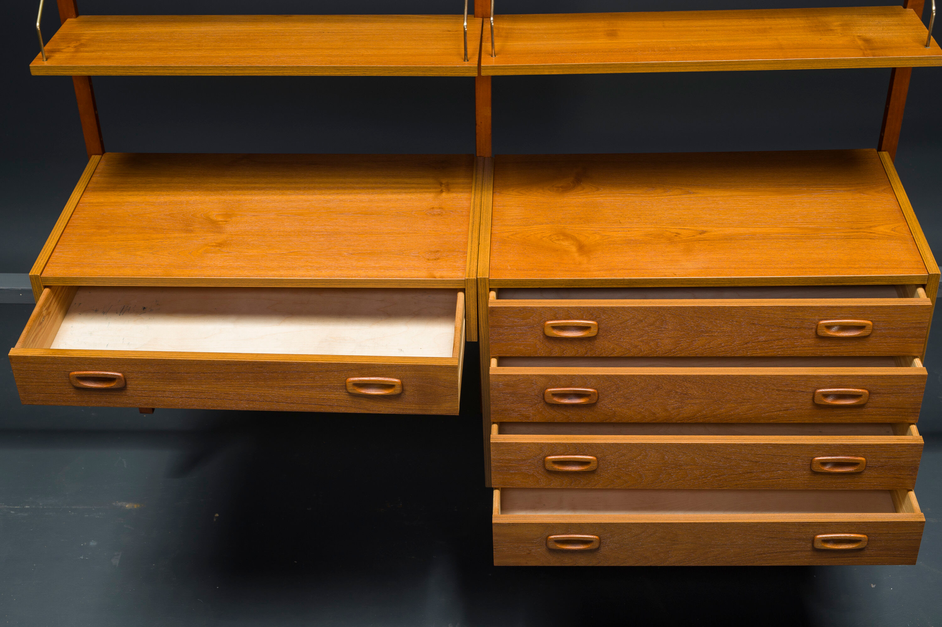 Danish teak ps modular wall units by preben sørensen for randers møbelfabrik, 1960s, set of 11