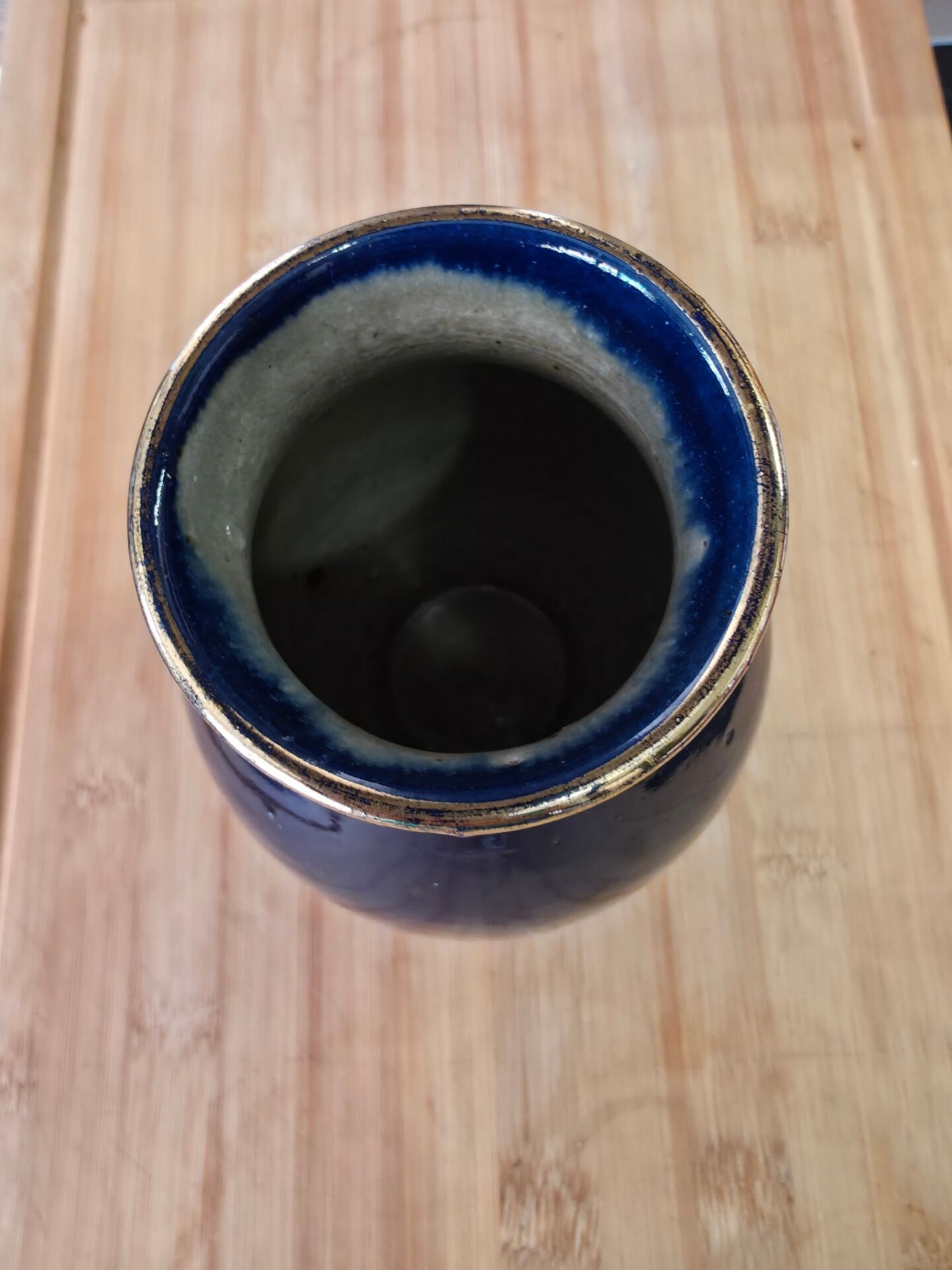 Small Art Deco Cobalt Blue Vase Gold Signed JEB Circa 30/50