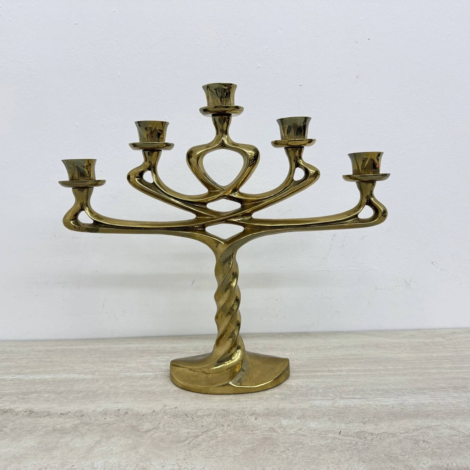 Mid-century large brutalist solid bronze candleholder, 1970s