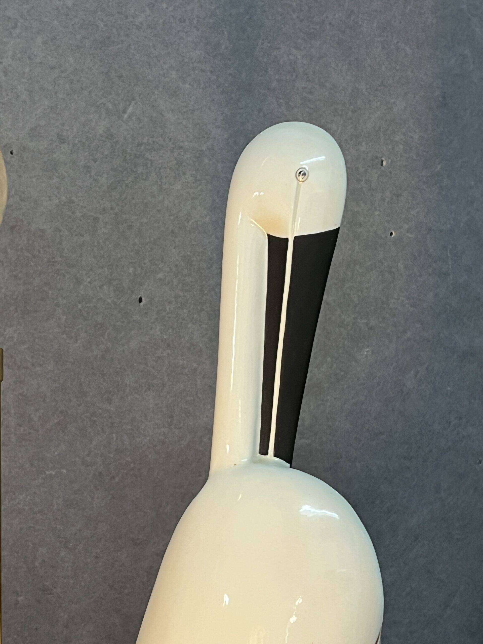 Beautiful Italian porcelain lamp from Florence, by Campostrini & Trallori, in the shape of a stork