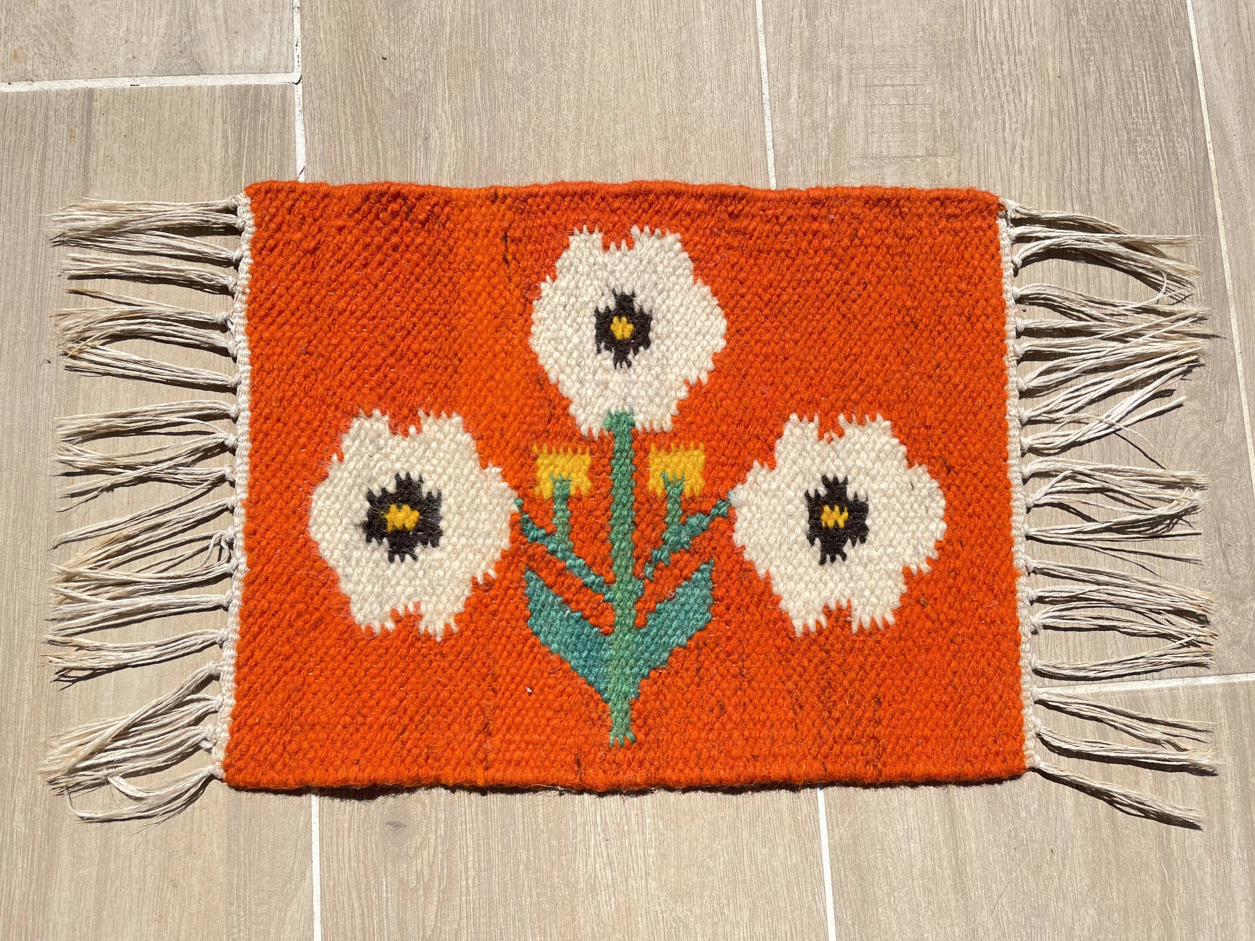 Carpet rolakan in wool decoration tulips 46cm x 25cm