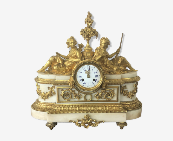 Pendule en marbre et bronze doré 19 eme horloge | Selency