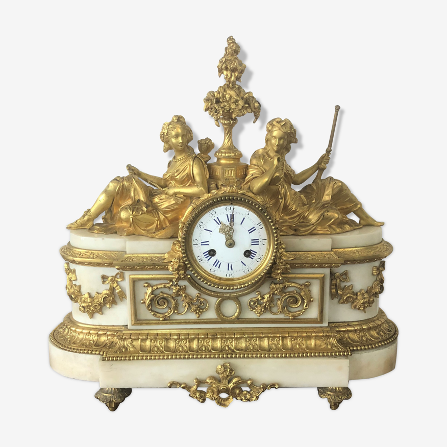 Pendule en marbre et bronze doré 19 eme horloge | Selency