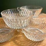 6 tasses à café en verre ciselé vintage en très bon état