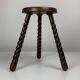 Pair of 2 midcentury brutalist modernist wood turned stools, ca 1950s