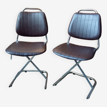 Paire de chaises en skaï années 70