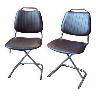 Paire de chaises en skaï années 70