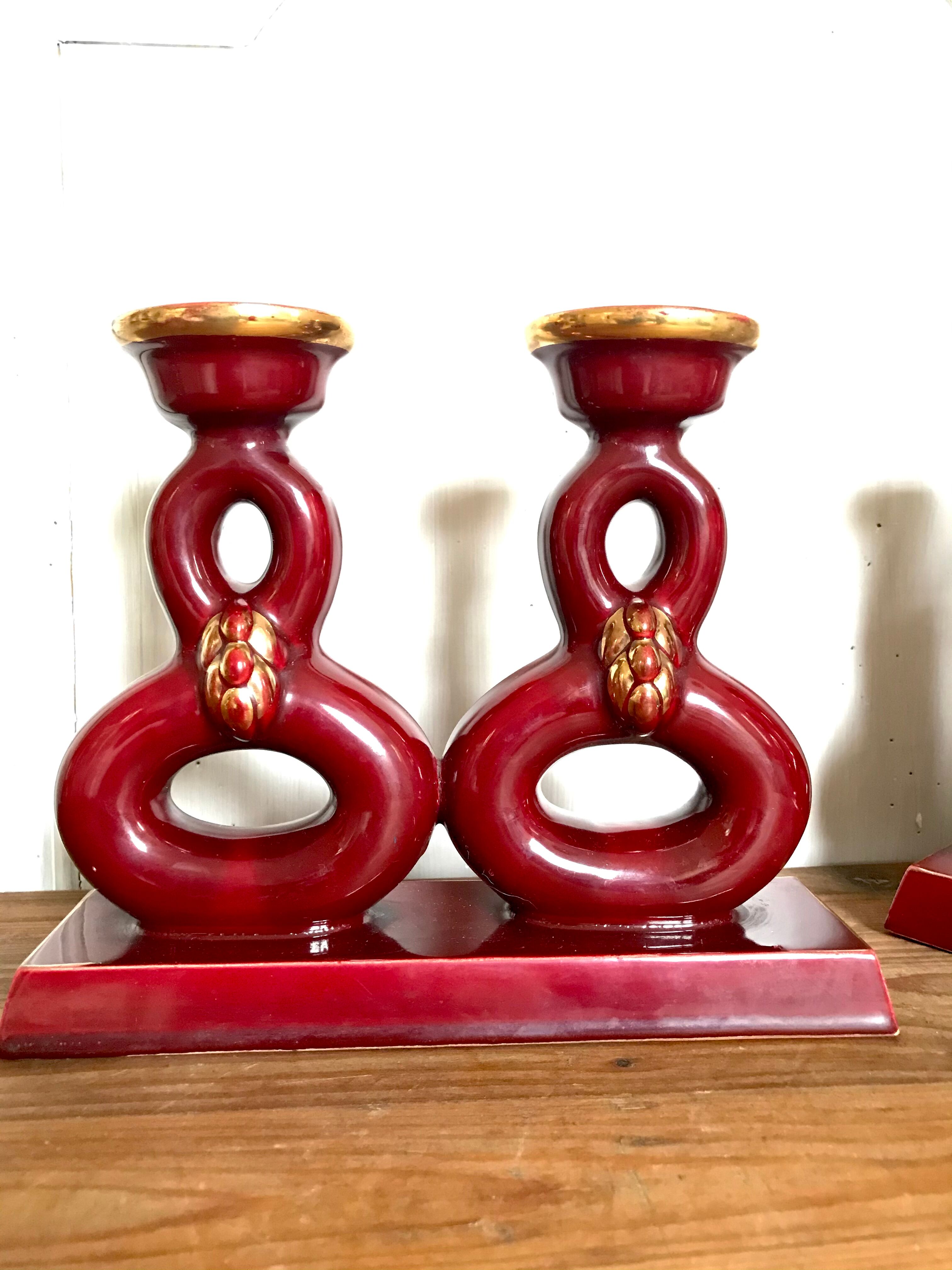 Pair of CAB ceramic candlesticks