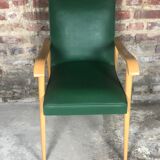 Bridge chairs  in beech and 60's green skai