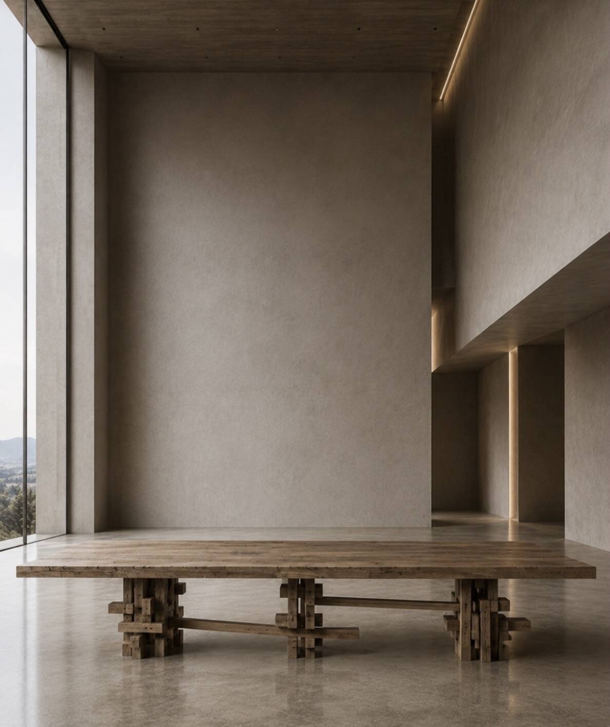 Table rectangulaire sculptée
