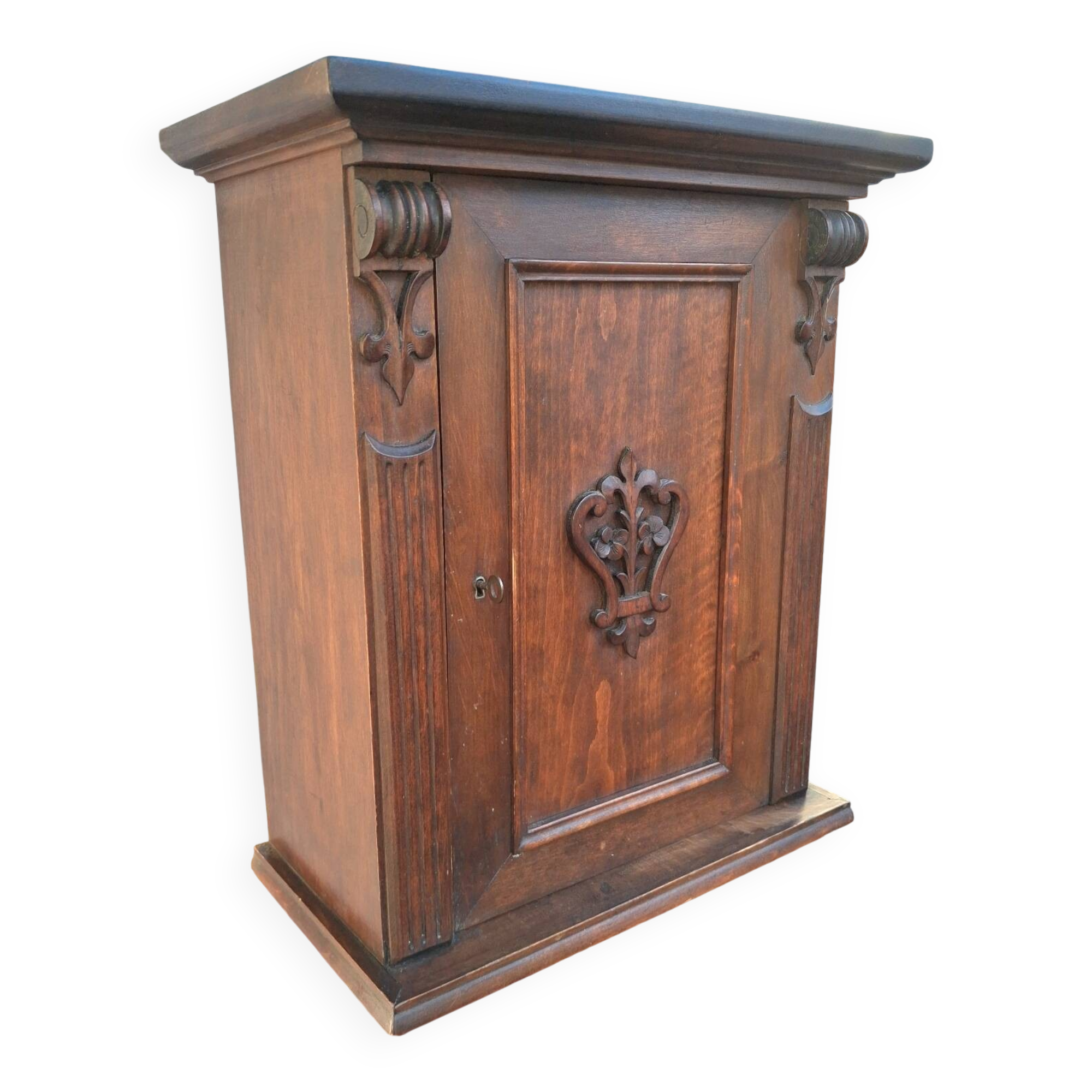 Wall-mounted or freestanding accent furniture, carved solid wood, chalet decor...