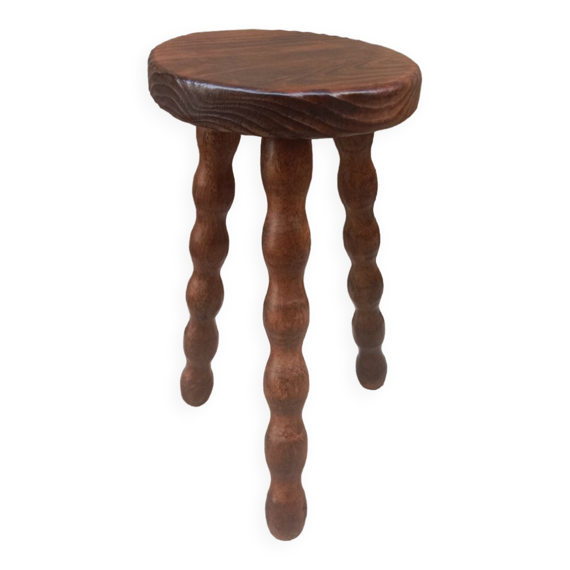 Beaded wood tripod stool