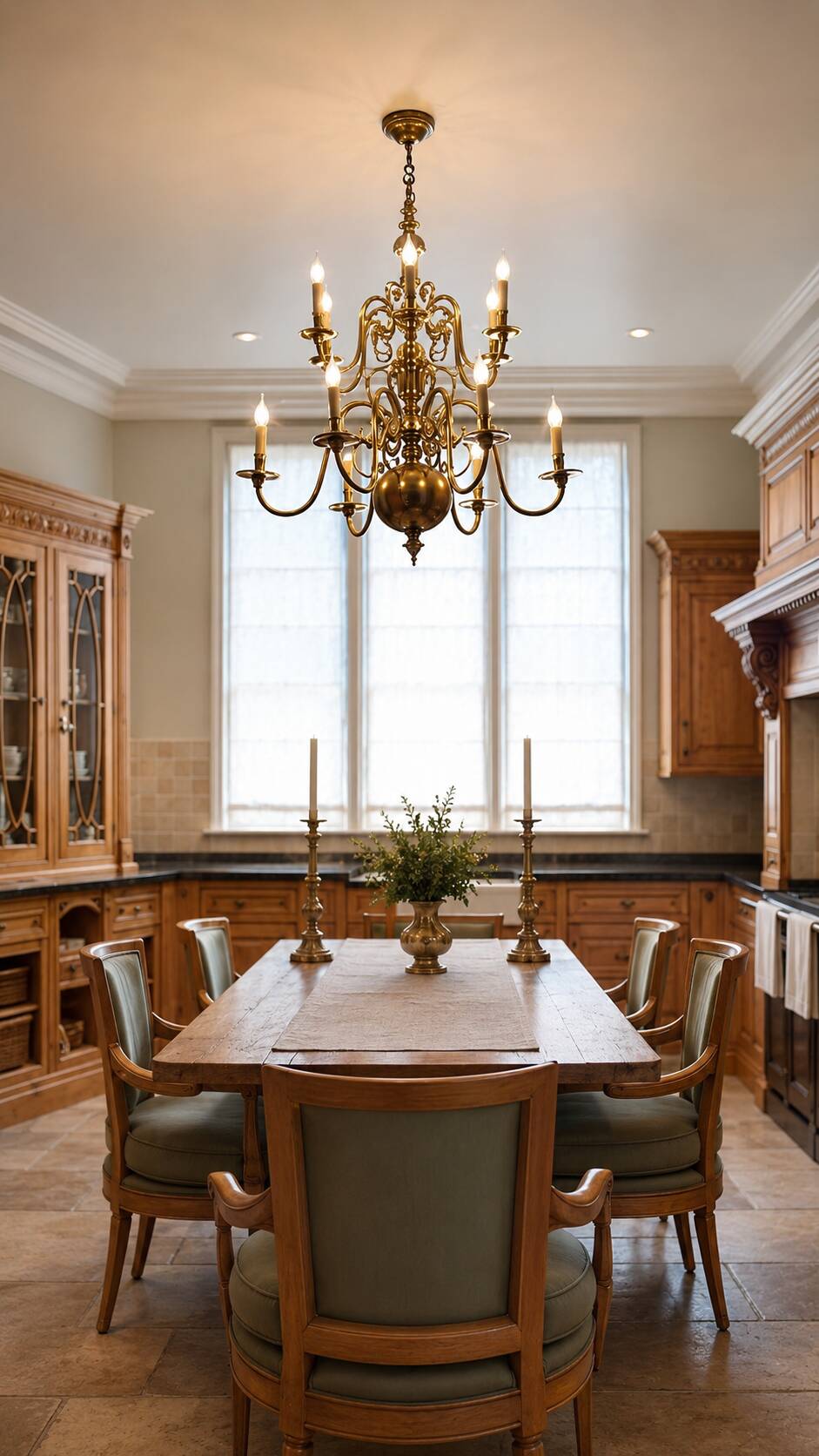 Large Dutch brass chandelier, 12 lights