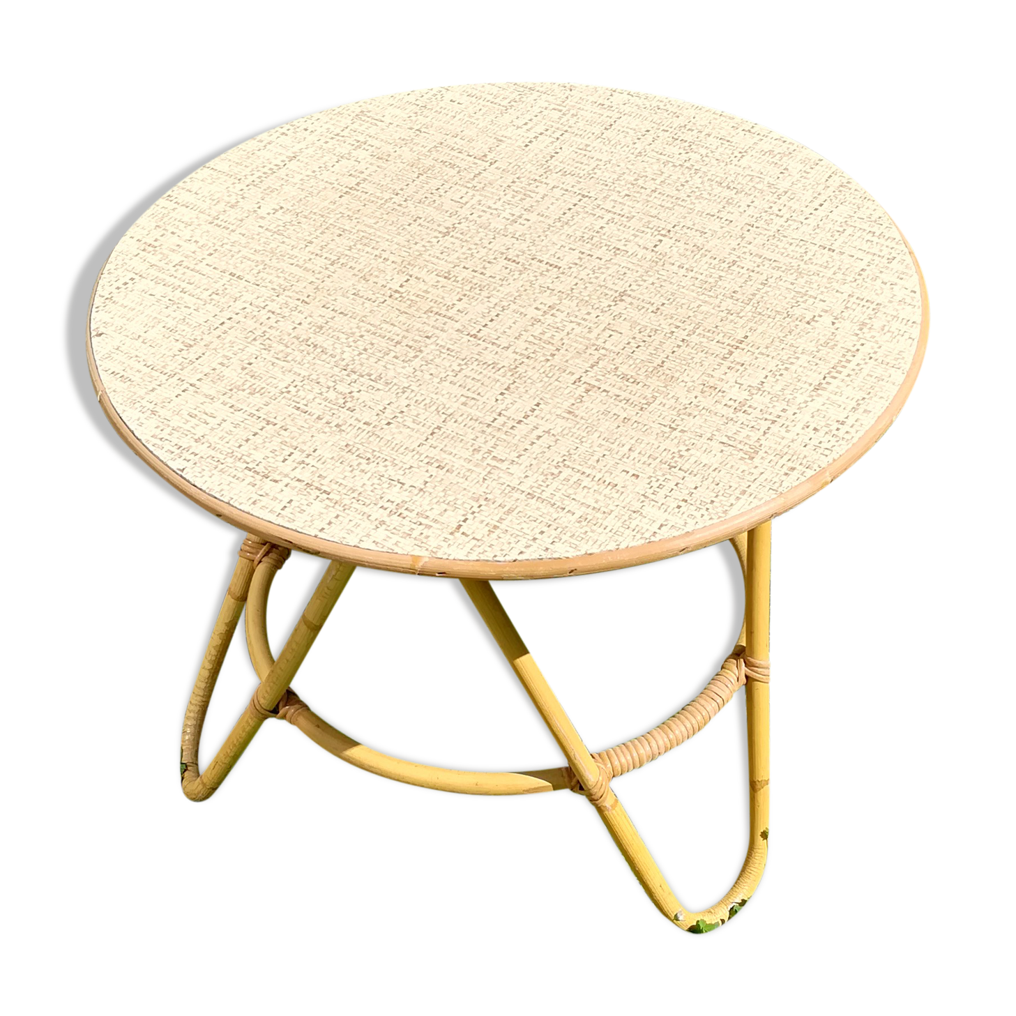 Small table in vintage rattan 1960