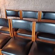 6 chaises scandinave teck et skaï vintage 1960