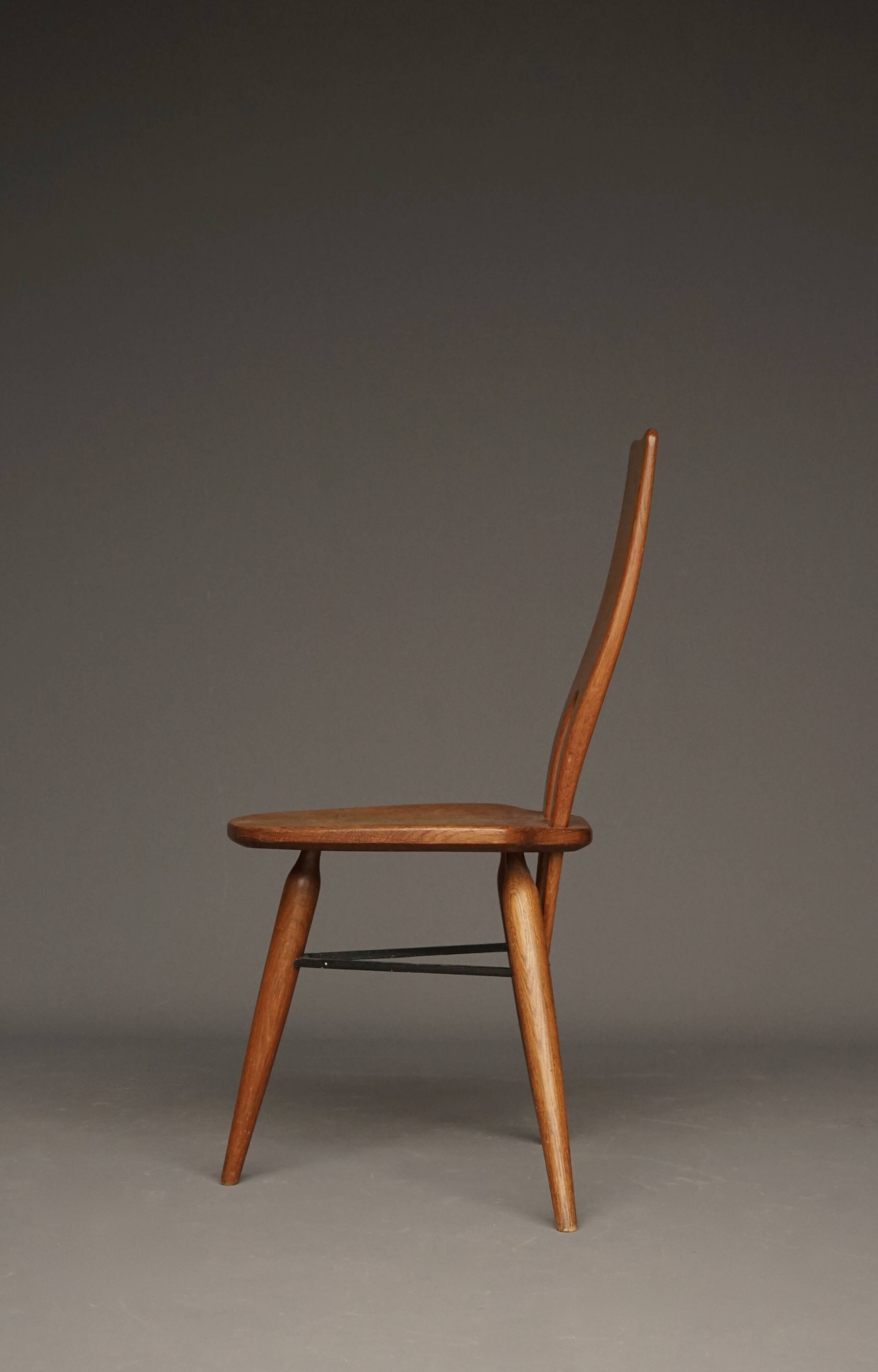 Italian Oak Side Chair, 1950s