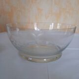 Saladier à punch en verre fin gravé