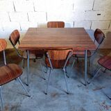 Table avec rallonges et 6 chaises vintage années 50 en formica
