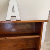 Vintage solid oak geometric wall shelf